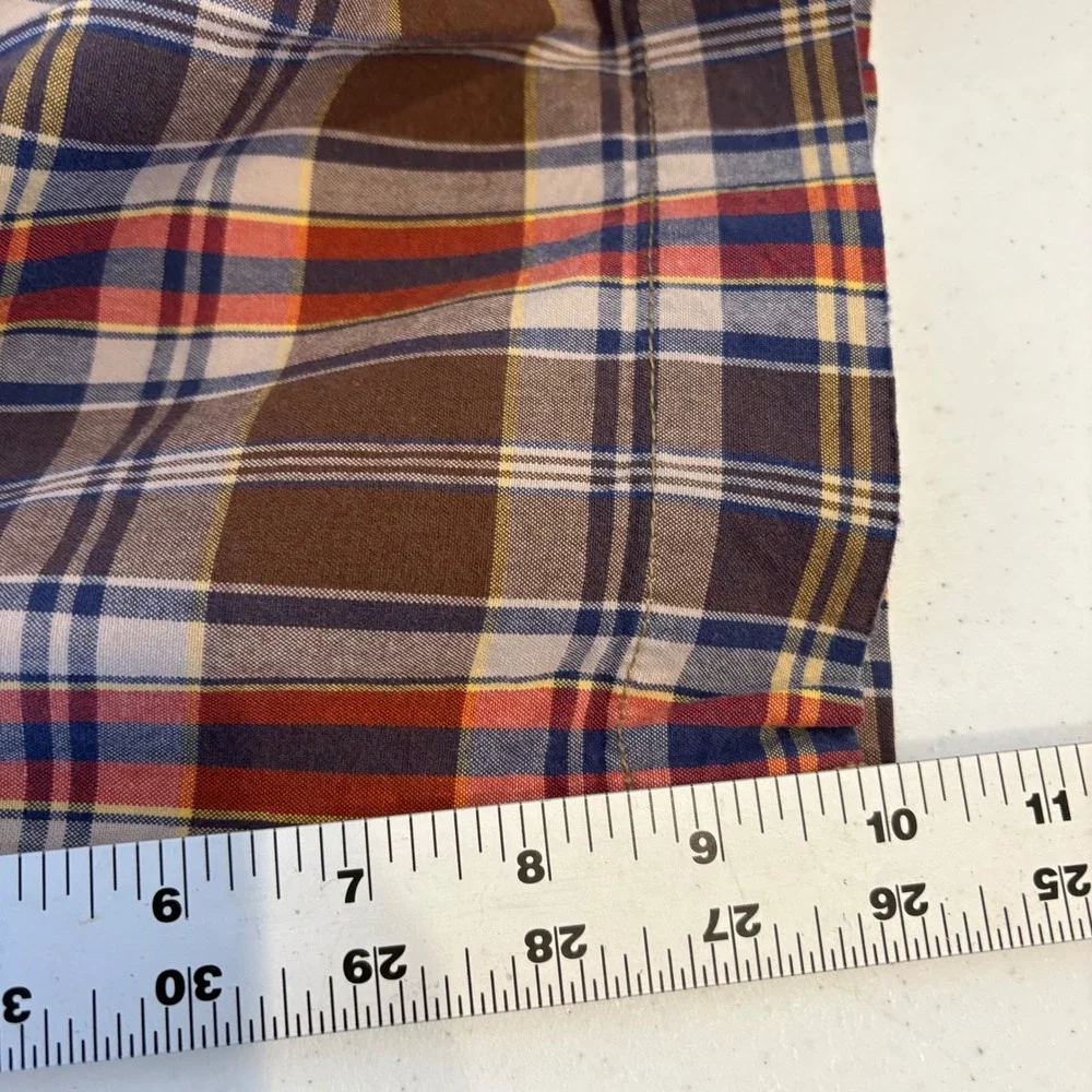 American Eagle‎ Outfitters Mens Plaid Shorts Brown Blue Red Cotton Size 33